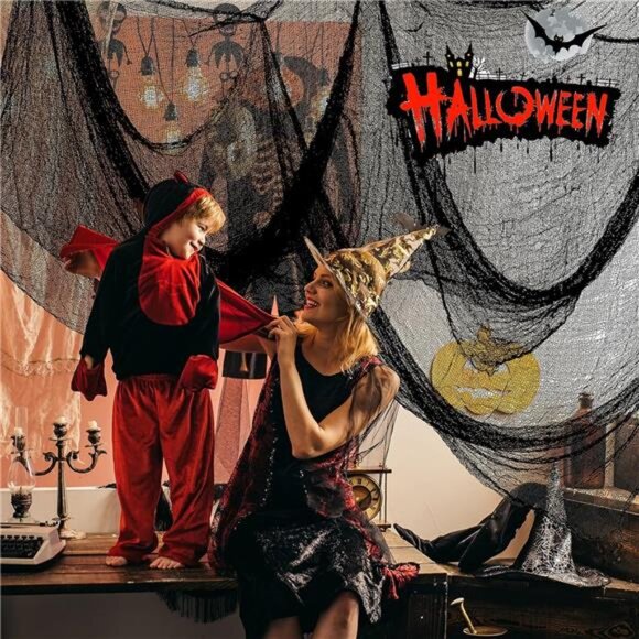 "5Pcs Halloween Creepy Cloth - Black 30x72inch Spooky Decorations for Indoor/Out - Picture 4 of 7